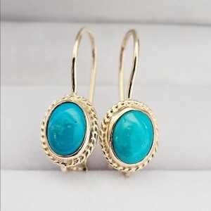 Kolczyki złote Wenecja Turkus 9/7  (1)