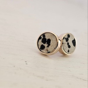 Kolczyki złote Dalmacja jaspis Dalmatyńczyk 8mm 